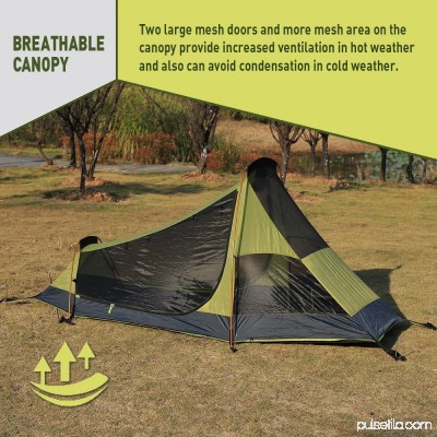 WEANAS 3-4 Backpacking Tent Double Layer Large Space for Outdoor Camping Green